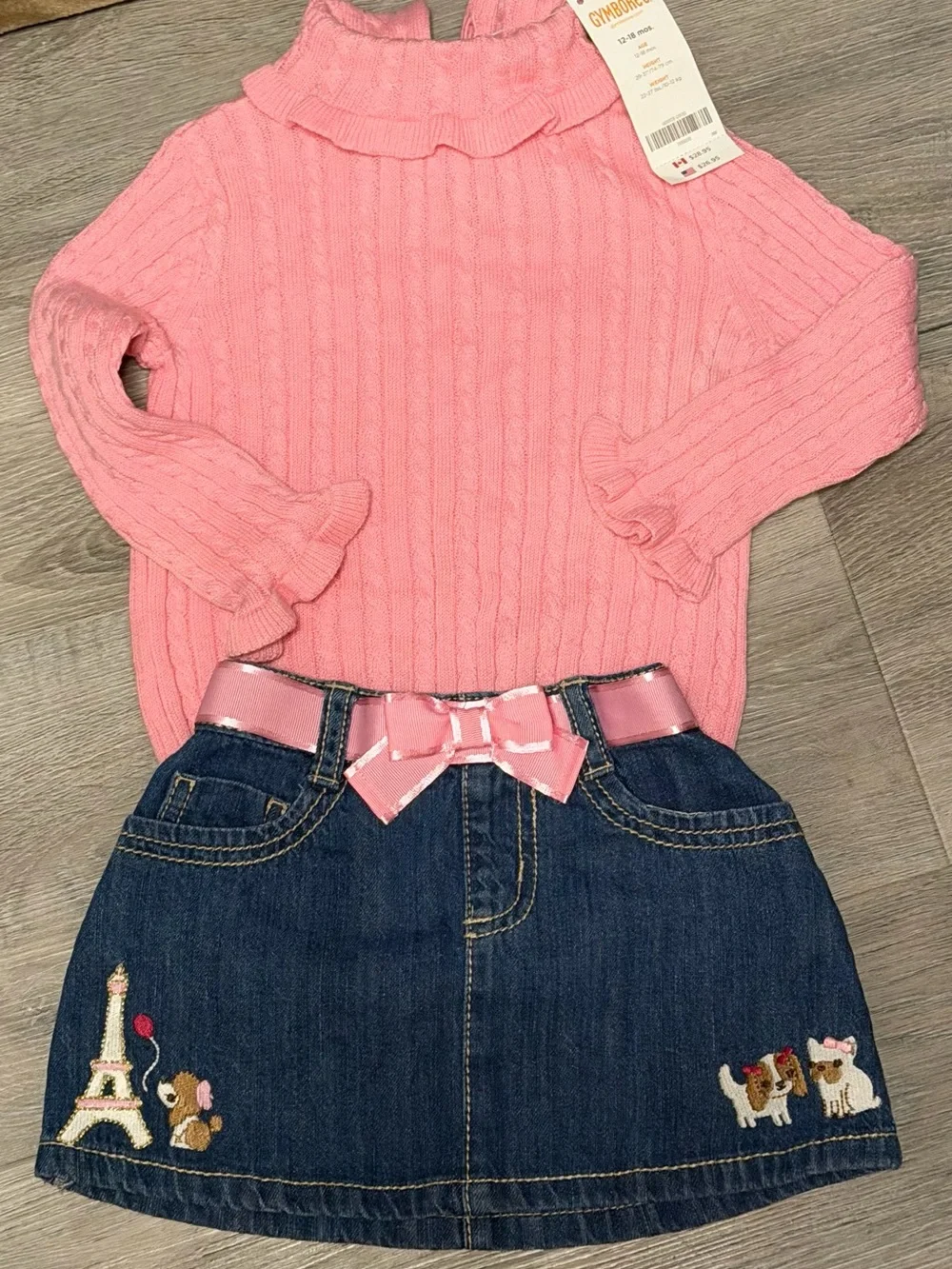 Vintage 2008 Gymboree Petite Mademoiselle 12-18M NWT Sweater Paris Skirt Outfit